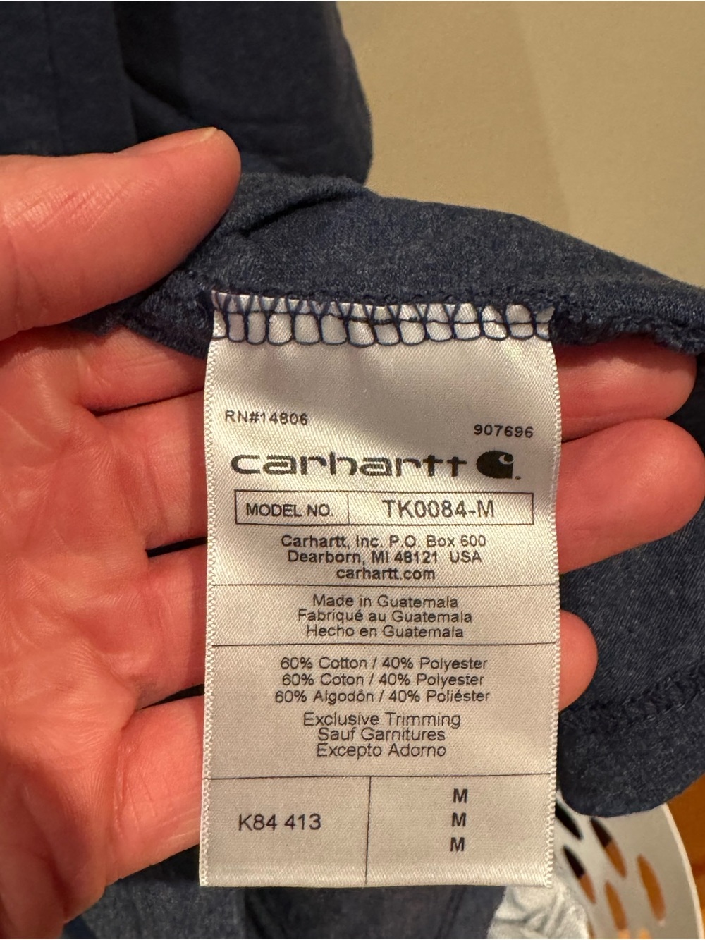 Carhartt Boys' Dark Blue Short-Sleeve Henley Pocket Tee - Picture 5 of 5